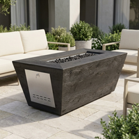 The Outdoor Plus 72" Rectangular Plymouth Fire Pit — 24" Tall — Wood Grain — patio view