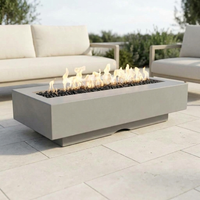 Del Mar 72-Inch GFRC Fire Pit — Plug & Play Electronic — Natural Gray patio view