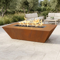 The Outdoor Plus 60" Atlantic Fire Pit — 24" Tall — Corten Steel — patio view