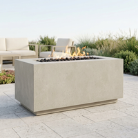 The Outdoor Plus 48" Pismo Fire Pit — GFRC — Fire Glow (Spark Ignition w/ Flame Sense) — patio view