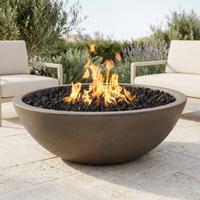 The Outdoor Plus 48" Sedona Fire Pit — Narrow Ledge — GFRC — Match Lit w/ Flame Sense — patio view