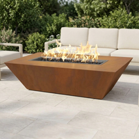 The Outdoor Plus 96" Atlantic Fire Pit — 18" Tall — Corten Steel — patio view