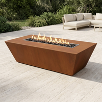 The Outdoor Plus 84" Atlantic Fire Pit — 18" Tall — Corten Steel — patio view