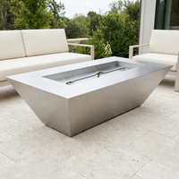 The Outdoor Plus 96" Atlantic Fire Pit — 24" Tall — Stainless Steel — patio view