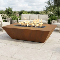 The Outdoor Plus 96" Atlantic Fire Pit — 24" Tall — Corten Steel — patio view