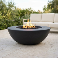 The Outdoor Plus 48" Sedona Fire Pit — Wide Ledge — GFRC — Fire Glow (Spark Ignition w/ Flame Sense) — patio view