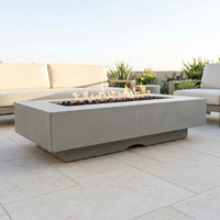 Del Mar 84-Inch GFRC Fire Pit — Plug & Play Electronic — Natural Gray patio view