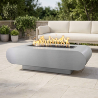 The Outdoor Plus 48" La Jolla Fire Pit — Stainless Steel — patio view