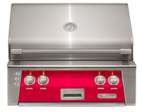 Alfresco ALXE 30-Inch Built-In Natural Gas Grill — Raspberry Red Gloss — manufacturer front view