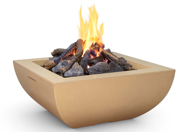 36″ Bordeaux Square Fire Bowl with stainless steel star burner and refractory cement design