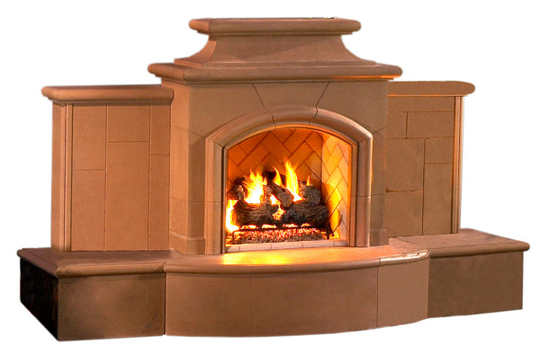 American Fyre Designs Grand Mariposa 113" Vent-Free Outdoor Gas Fireplace - Cafe Blanco (Hearth Only)
