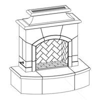 American Fyre Designs Mariposa 65" Vent-Free Outdoor Gas Fireplace - Rectangular Bullnose, Cafe Blanco