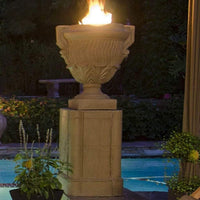 American Fyre Designs Piage 26" Gas Fire Urn with Pedestal - Café Blanco
