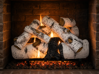 21" Aspen Timbers Vented Gas Log Set | Hargrove — lit with warm flame