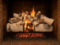 30" Aspen Timbers Vented Gas Log Set | Hargrove — lit with warm flame