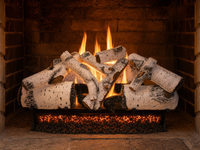 36" Aspen Timbers Vented Gas Log Set | Hargrove — lit with warm flame