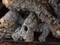 30" Canyon Timbers Vented Gas Log Set | Hargrove — close-up bark and ember detail