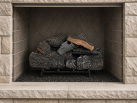 21" Cross Timbers Vented Gas Log Set | Hargrove — installed in masonry fireplace