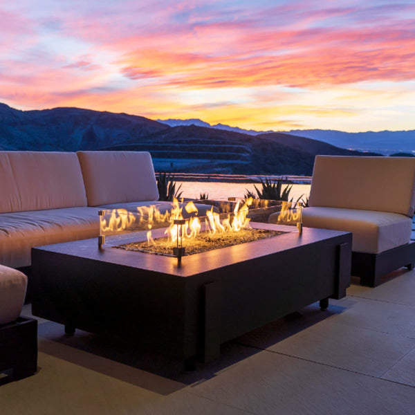 Iron Saddle 60" Rectangle Concrete Fire Pit Table | AFD