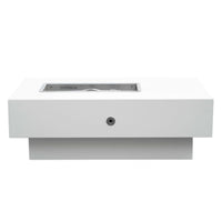 San Juan Low Profile Rectangle Powder Coat Steel Fire Pit Table | TOP — view 3