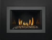 Napoleon Oakville 3 Glass gas fireplace insert product shot with gunmetal small faceplate