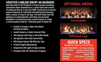 Grand Canyon 96" H-Style Linear Glass Burner System - Stainless Steel (Natural Gas)
