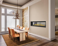 Napoleon Vector 74 See Through linear gas fireplace lifestyle room set