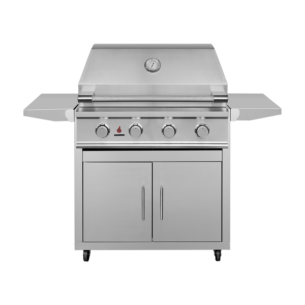 TrueFlame TFE32 gas grill with CART-TF-32DC stainless steel cart