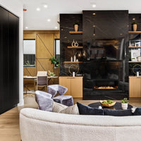 Empire Boulevard vent-free linear fireplace in living room