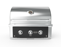 Wildfire Ranch Pro 30-Inch Built-In Gas Grill — black stainless steel fascia