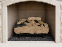 21" Western Pine Vented Gas Log Set | Hargrove — installed in masonry fireplace