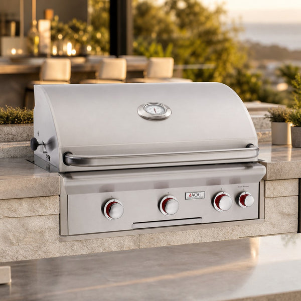 American Outdoor Grill 30-Inch T-Series 3-Burner Built-In Natural Gas Grill with Rotisserie Backburner — lifestyle