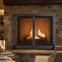 Stronghold Fireplace Screen with Doors — lifestyle