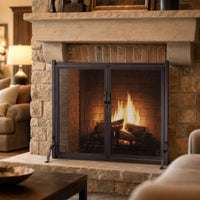 Early American Fireplace Screen with Doors — lifestyle