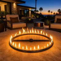 Black Steel Round Gas Fire Pit Burner - 12" — lifestyle