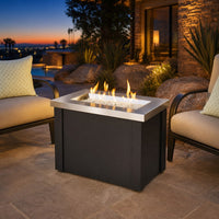 Providence Stainless Steel Crystal Gas Fire Pit Table — lifestyle