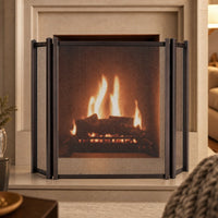 Early American Three Panel Fireplace Screen — lifestyle
