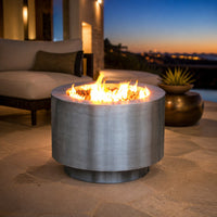 Arco Fia Stainless Steel Gas Fire Pit — lifestyle