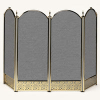 4 Fold Polished Brass Fireplace Screen - Decorative Filigree — studio