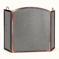 3 Panel Antique Copper Fireplace Screen-Arched Center Panel — studio