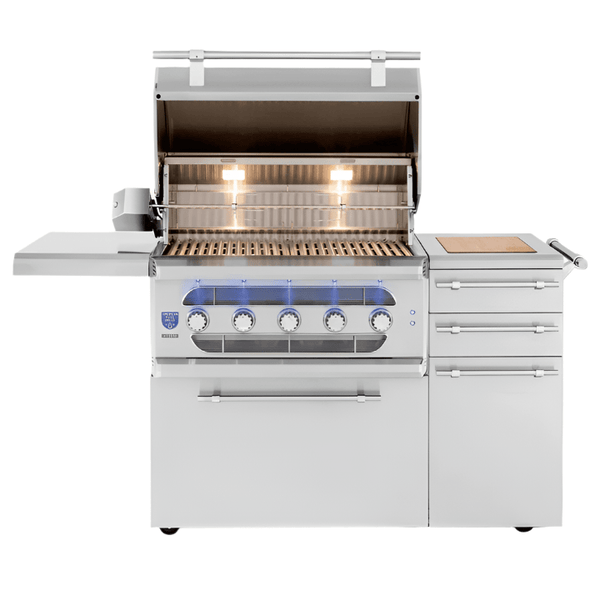 American Made Grills 36" Hybrid Muscle Grill with multi-fuel system and stainless steel storage drawers
