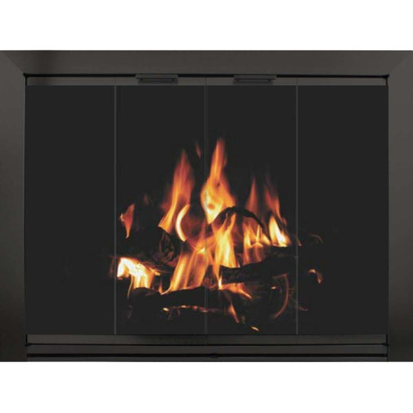 Arden masonry fireplace door with extruded aluminum frame and 1/4 inch glass