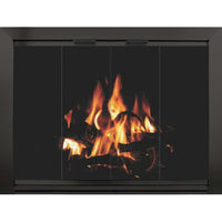 Arden masonry fireplace door with extruded aluminum frame and 1/4 inch glass