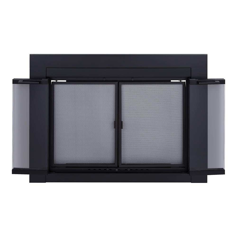 Ardmore Flat Black Masonry Fireplace Door | Sleek & Modern Fireplace Doors | Standard Sizes | Durable Steel Frame