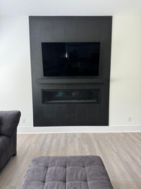 Non-Combustible Metal Fireplace Mantel Shelf | Custom Floating Mantel, Black