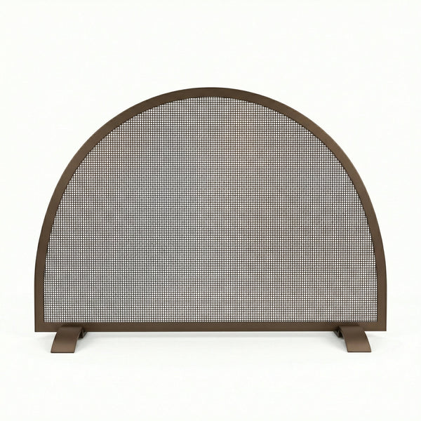 Prototype fire place screen with classic bronze powder coat finish, 36x24 inches, curved design and contemporary feet