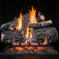 18" Blazed Oak Gas Log Set with realistic ceramic logs and glowing embers for single-sided fireplaces