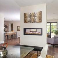 Clearion™ Elite 50 see-through dual-room electric fireplace with customizable flame colors and privacy modes