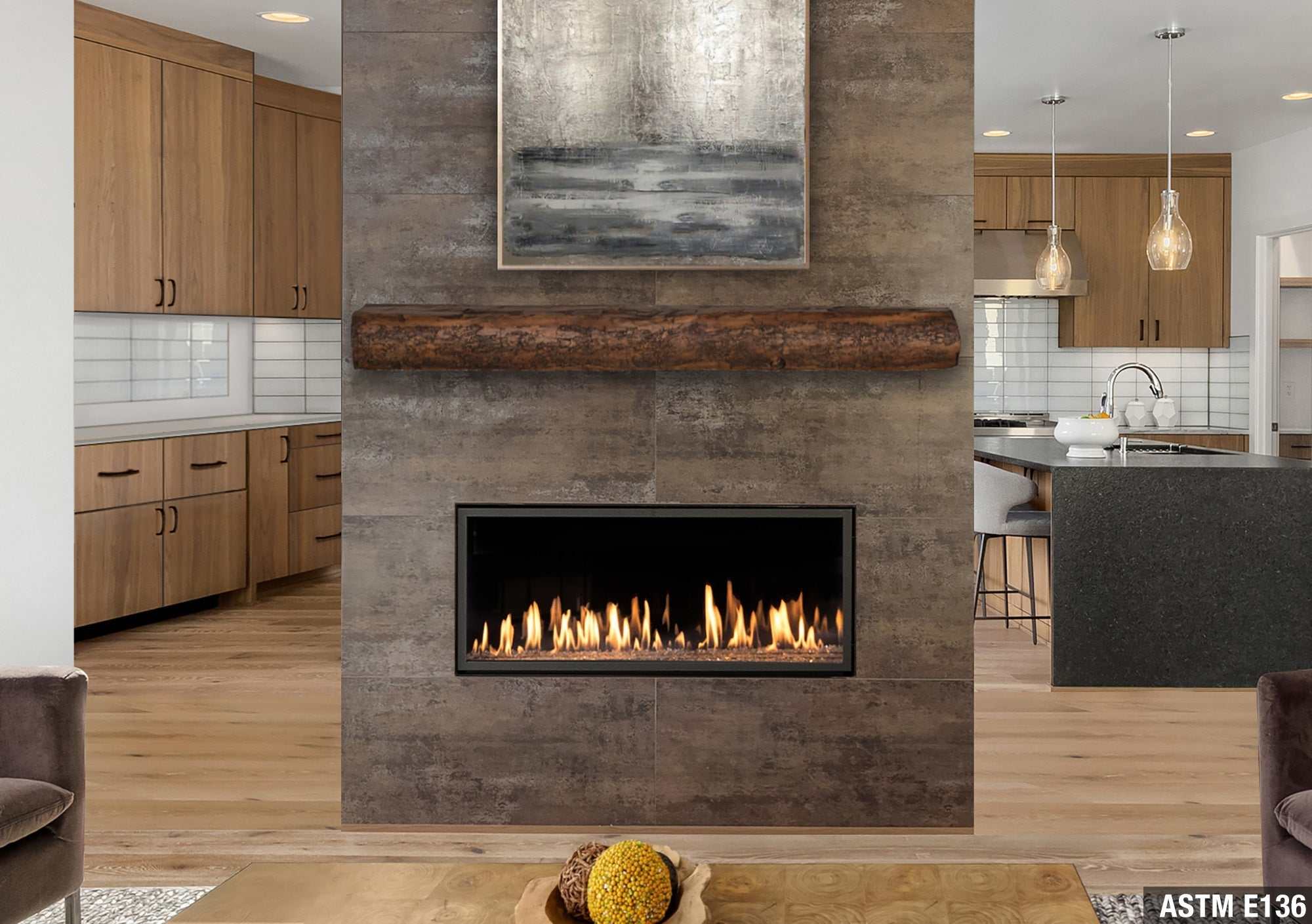 Cumberland Live Edge Non-Combustible Mantel Shelf TOASTED RYE Finish - ExceptionalFire