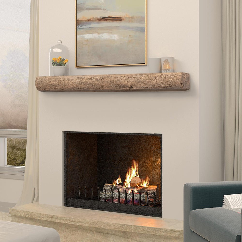 Cumberland Live Edge Non-Combustible Mantel Shelf Wheat Finish - ExceptionalFire